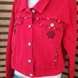 NWT!! Dog Paw jean jacket rhinestone custom made